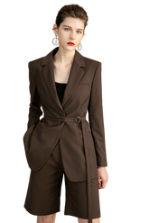 V Neck Belted Blazer and Short Skirts - FashionByTeresa